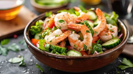 Lunch consisting of shrimp salad