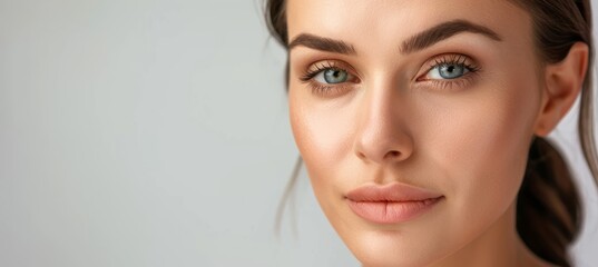 Fototapeta premium Professional Cosmetologist Consultation with Before and After Botox Treatment Photos Evidencing Wrinkle Reduction