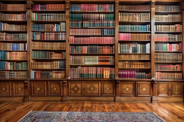 A Wall Of Books In A Classic Library Setting background