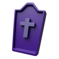 3d render halloween gravestone icon. Gravestone 3D icon Isolated transparent background. 3D Rendering illustration