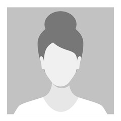 Minimalistic Female Character Placeholder Avatar Featuring A Hair Bun On A Gray Background. Woman Portrait
