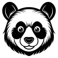 panda head line art vector silhouette illustration