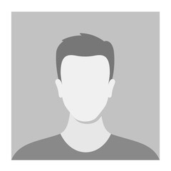 Gray-scale Male Character Profile Picture With Blank Facial Features. Vector Illustration Ideal For Use In Social Media