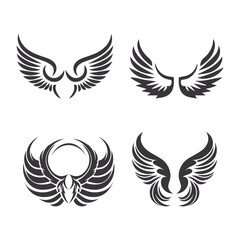 Set of wings silhouette vector illustration