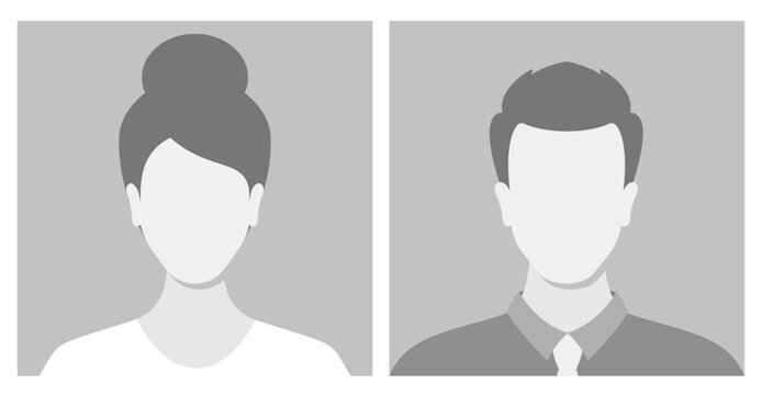 Simple Gray Avatar Icons Representing Male And Female Profiles. Vector Minimalist Design With A Professional Touch