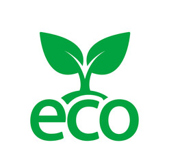 Simple Green Ecology Logo Featuring A Stylized Leaf Symbol With The Word Eco For Environmentally Friendly Packaging