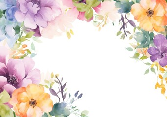 Obraz premium Watercolor floral corner border