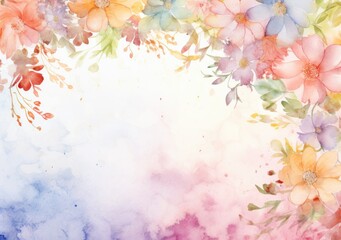 Watercolor floral corner border