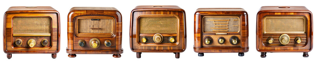 Retro radio isolateted transparent background PNG file