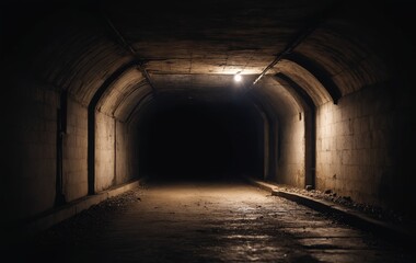 Obraz premium Vanishing Point: Overexposed Lights along the Wet Tunnel Floor