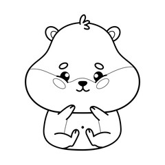 Fototapeta premium Cute cartoon hamster. Outline kawaii animal. Line drawing, coloring book. Vector illustration. Kids collection