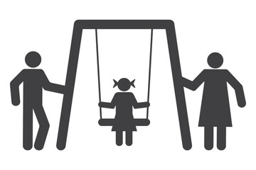 parents and girl on swing icon