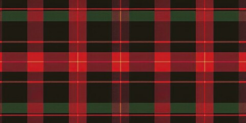 Rich green and red tartan fabric, showcasing a traditional plaid pattern. The material's textured weave and vibrant colors make it ideal for holiday-themed projects and cozy apparel