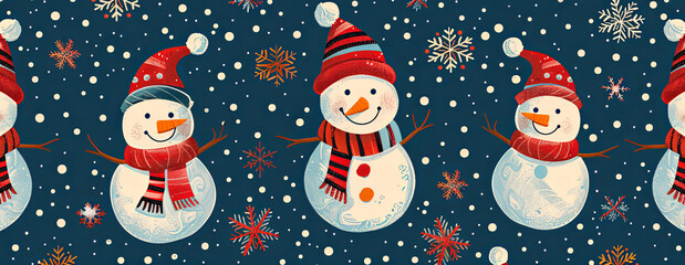 Christmas background pattern snowmen