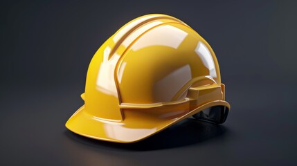 Fototapeta premium Yellow Safety Helmet on a dark background.