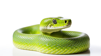 Obraz premium green snake on white background