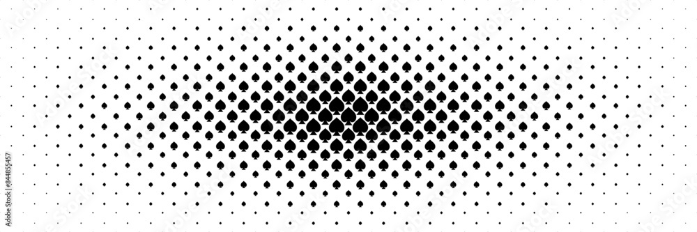 Poster horizontal black spades spreading from center design for pattern and background.