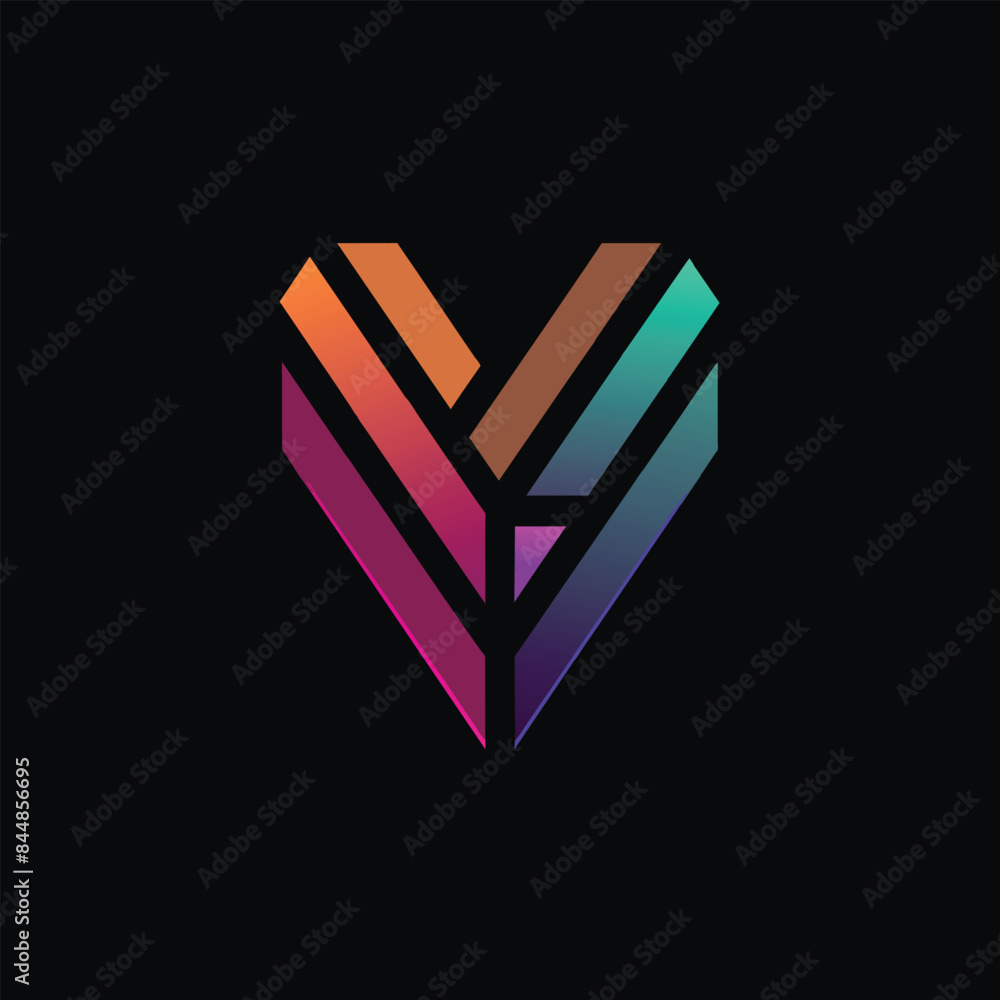 Poster a minimalist logo featuring a heart shape composed of layered lines with a subtle gradient effect, a