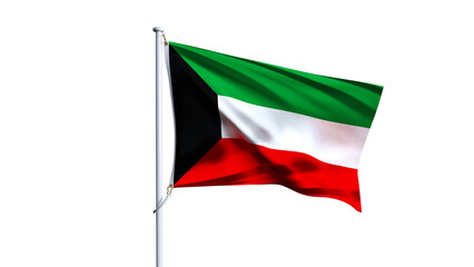 Waving flag of kuwait isolated on transparent background.