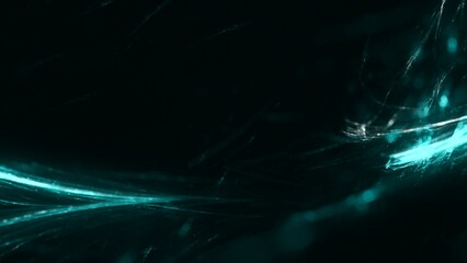 Futuristischer türkiser Lichteffekt in hell leuchtender Energiestruktur. Geschwindigkeitseffekt. Abstrakte leuchtende Lichtlinien, bewegte Energiestrahlen, innovativ