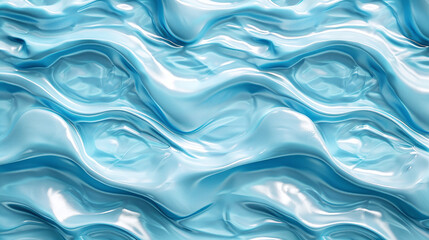 Shiny Blue Abstract Wavy Texture Background Metallic Liquid Folded Surface