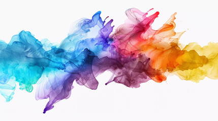 Multicolor ink effect isolated on white background with clipping path 