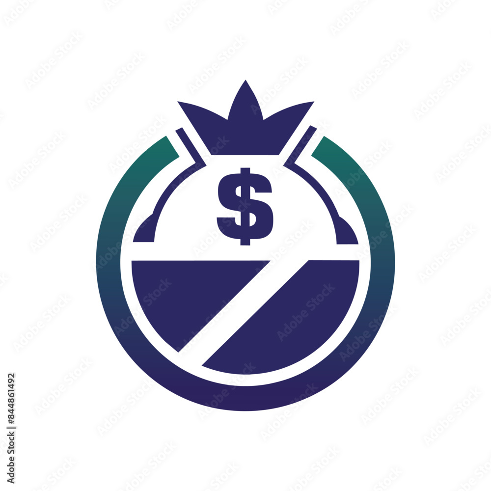 Canvas Prints A Minimalist Logo Utilizing Negative Space to Create a Crown and Money Bag, A minimalistic logo utilizing negative space to create a subtle reference to money management