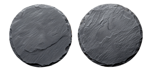 Slate coasters with a natural, rough texture and uneven edges.
