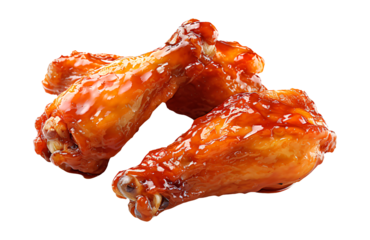 Chicken wings glazed with a sticky, BBQ sauce.