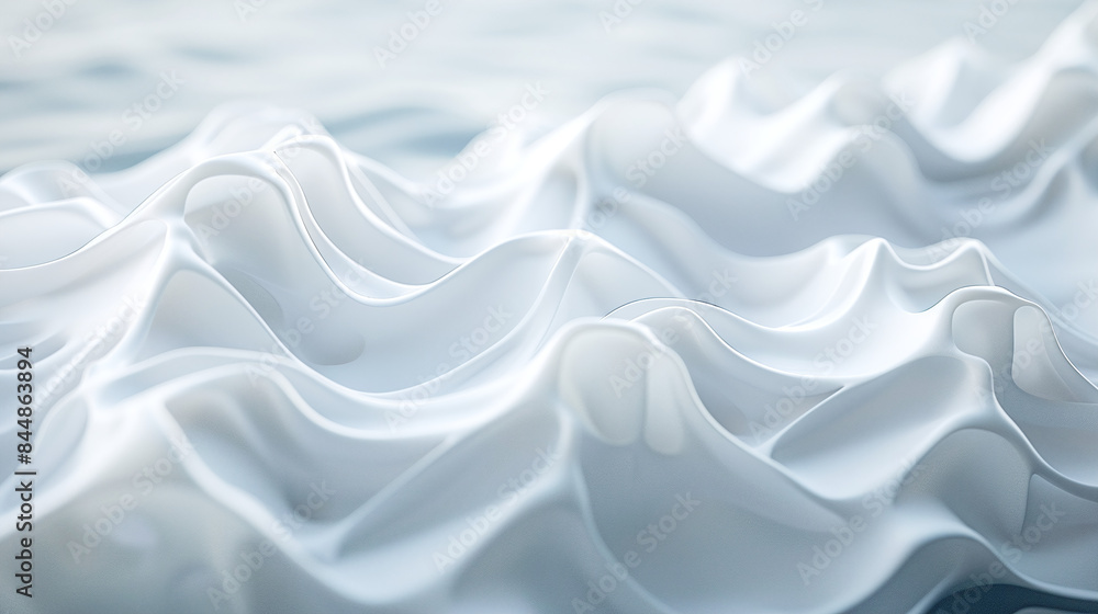 Poster smooth white waves in abstract ocean themed background representing fluidity and tranquility