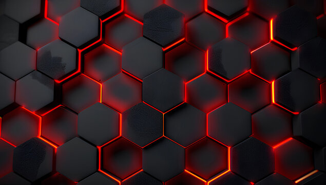 grey and red hexagons modern background illustration