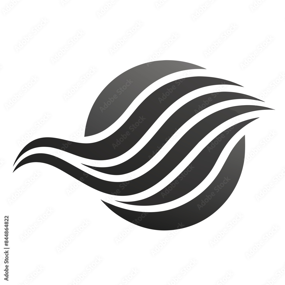 Aufkleber a minimalist logo featuring a black wave pattern with subtle variations in shade against a white bac