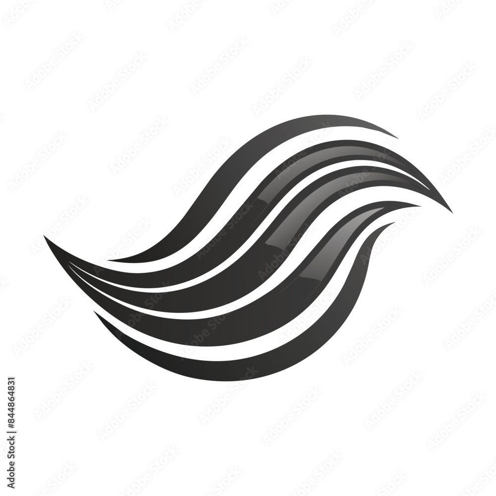 Poster a simple and modern logo with a wave-like pattern, a sleek, monochromatic logo with a subtle wave pa