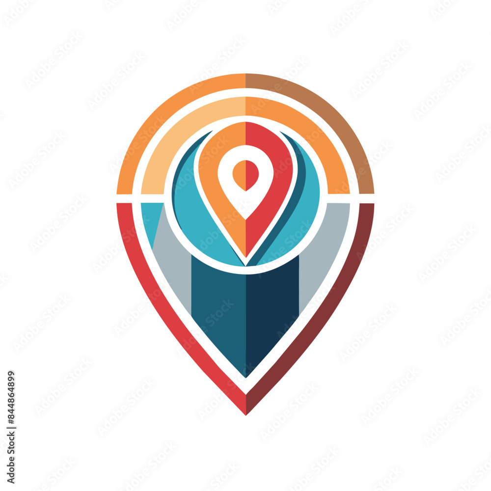 Aufkleber a sophisticated logo design featuring a minimalist map pin with a geometric pattern in vibrant color