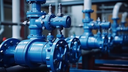 Valves in an oil and gas processing plants pipeline system. Concept Flow Control Valves, Pressure Relief Valves, Control Valves, Safety Valves, Check Valves.