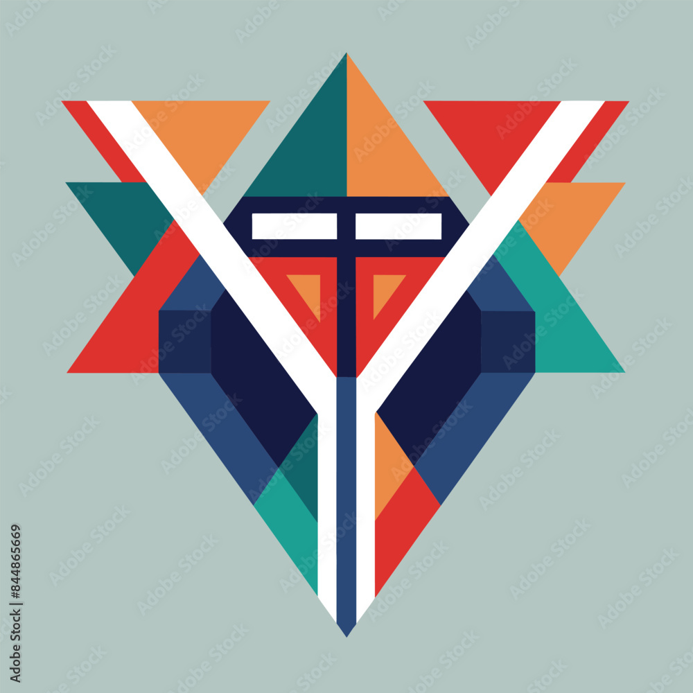 Poster a minimalist design featuring abstract geometric shapes in a vibrant color palette, abstract geometr