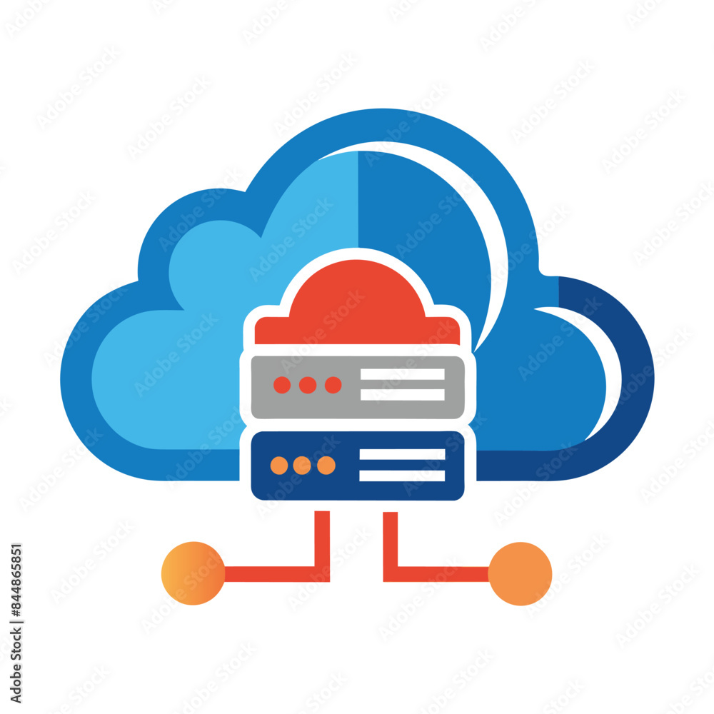 Poster an abstract illustration depicting a cloud computing system with connected servers, abstract represe