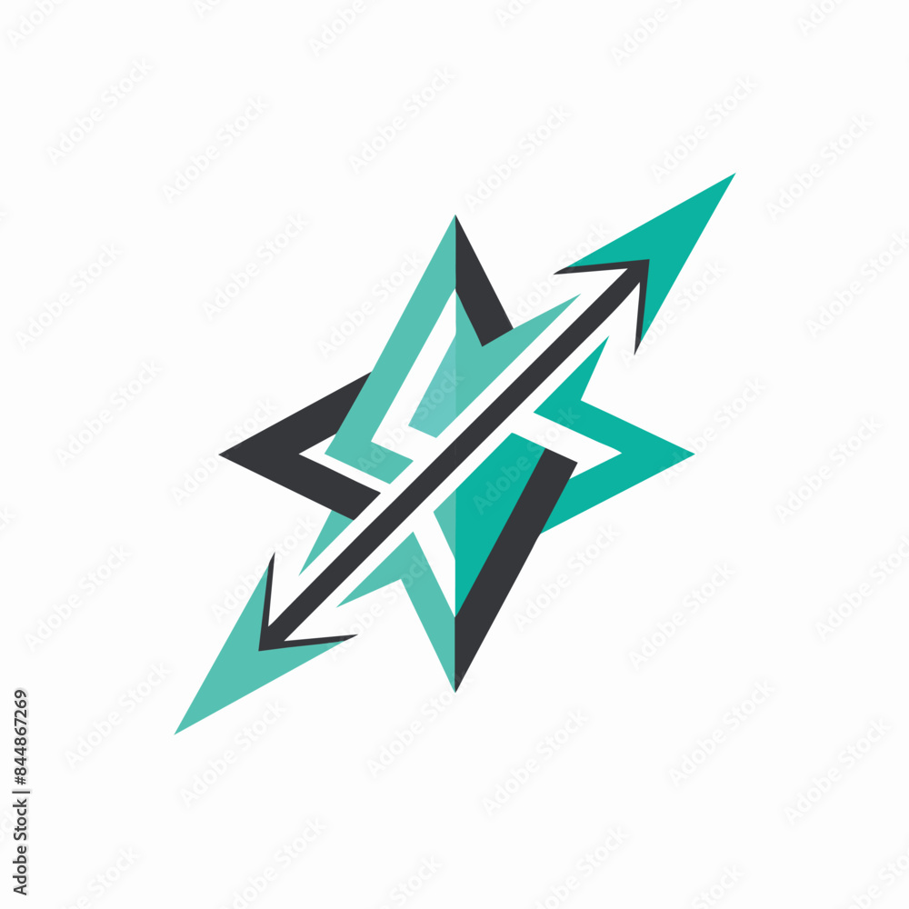 Poster a simple, minimalist vector template design of an arrow logo. the logo features a star shape with an