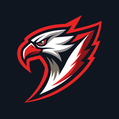Obraz premium A simple, modern logo design featuring a falcons head in red and white, set against a dark background, simple Fox minimalist modern vector logo design