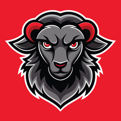 Obraz premium Illustration of a black sheep mascot with red eyes and ears, Black Sheep Logo Mascot, Distinctive Illustration Vector Graphic