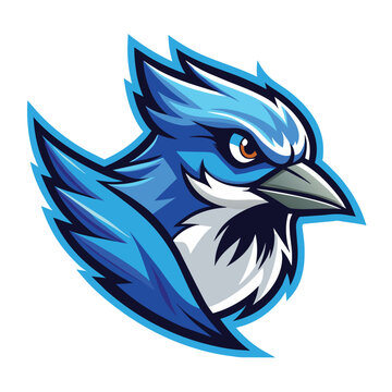 recommend clip art: A blue jay bird mascot logo design with a dynamic pose and vibrant colors, Blue Jay Bird Logo Mascot, Dynamic Vector