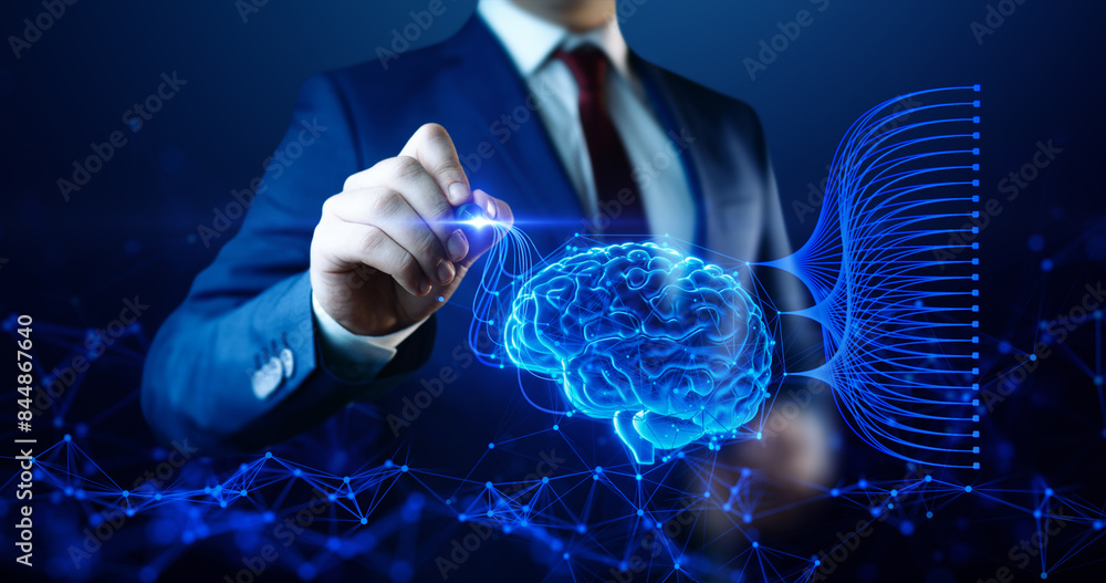 Poster ai neural networks in business - futuristic technology and big data