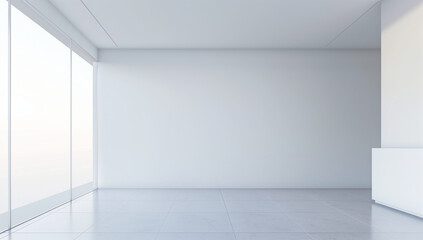 A futuristic interior design of a modern technology studio, futuristic laboratory background, An abstract scene concept, white concept room