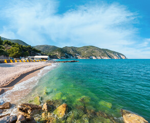 Summer sea beach Contrada Mattinatella, Gargano peninsula in Puglia, Italy