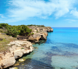 Fototapeta premium Roca Vecchia Archaeological Area sea coast, Italy