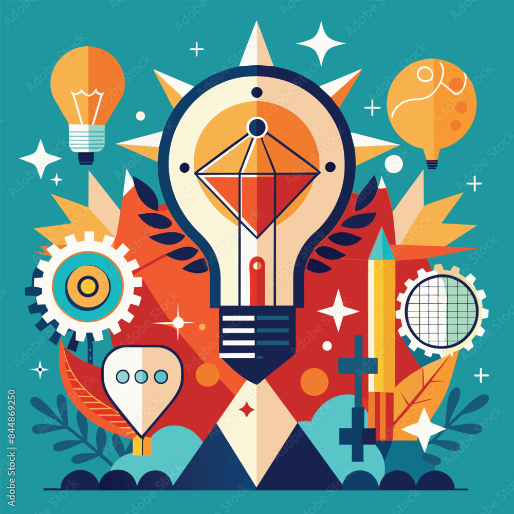 Poster a sleek and versatile design concept with a diamond-shaped light bulb, craft a sleek and versatile d