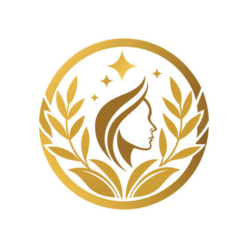 golden woman profile logo design clip art preview