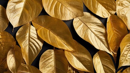 Golden tropical leaves illustration, realistic, 4k background, abstract, luxury wallpaper