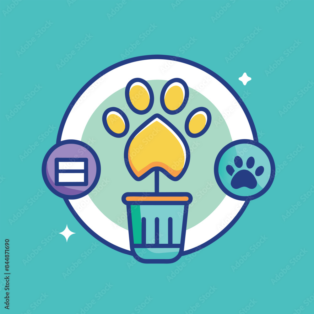 Canvas Prints A minimalist symbol for a pet supplies brand featuring a paw print growing from a pot, Design a clean and minimalist symbol for a pet supplies e-commerce platform