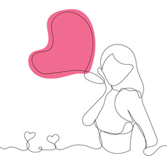 Sketch outline concept minimal girl woman lady in drawing continuous line art. Female hand drawn with white ioslated background. Abstract,vector,illustration.